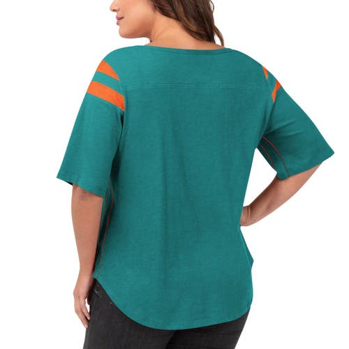 G-iii 4her By Carl Banks Aqua Miami Dolphins Plus Size Linebacker T-shirt In Aqua