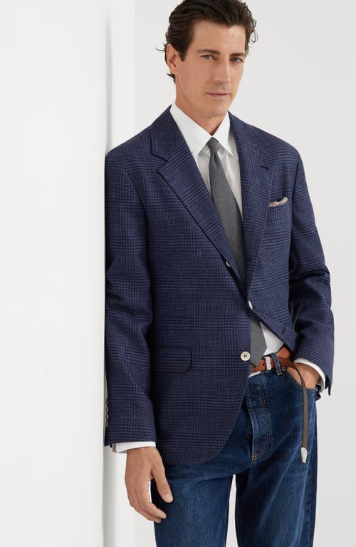 Shop Brunello Cucinelli Prince Of Wales Deconstructed Blazer In Blue