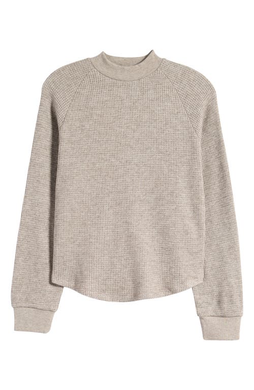 Madewell Long Sleeve Waffle Knit Crewneck T-shirt In Heather Dark Carob