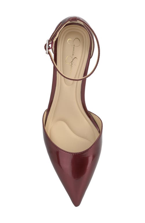 Jessica Simpson Foxena Ankle Strap Pointed Toe Pump In Oxblood
