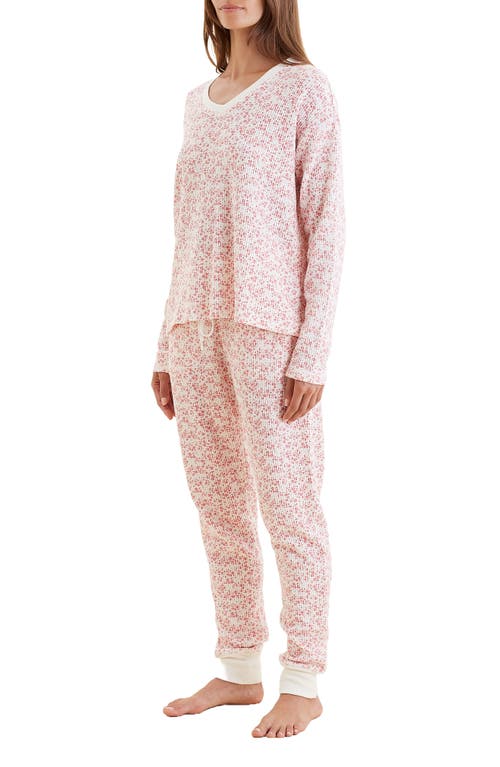 Shop Papinelle Waffle Knit Pajamas In Strawberry Ditsy