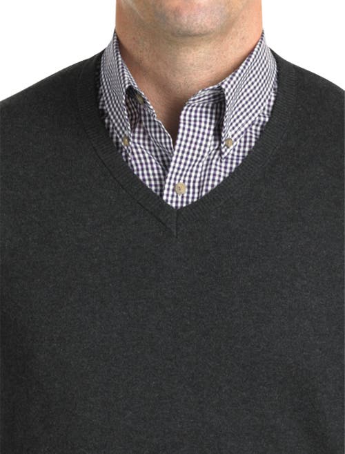 Harbor Bay By Dxl V-neck Sweater Vest In Carbon Hthr