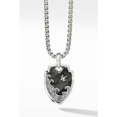David Yurman Waves Shield Pendant With Forged Carbon