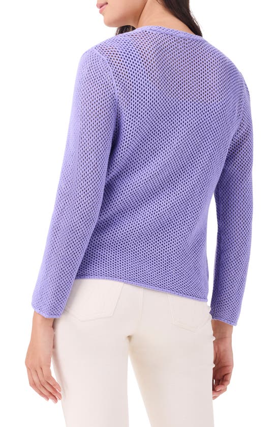 Shop Nic + Zoe Nic+zoe Open Stitch 4-way Cotton Blend Cardigan In Lavender