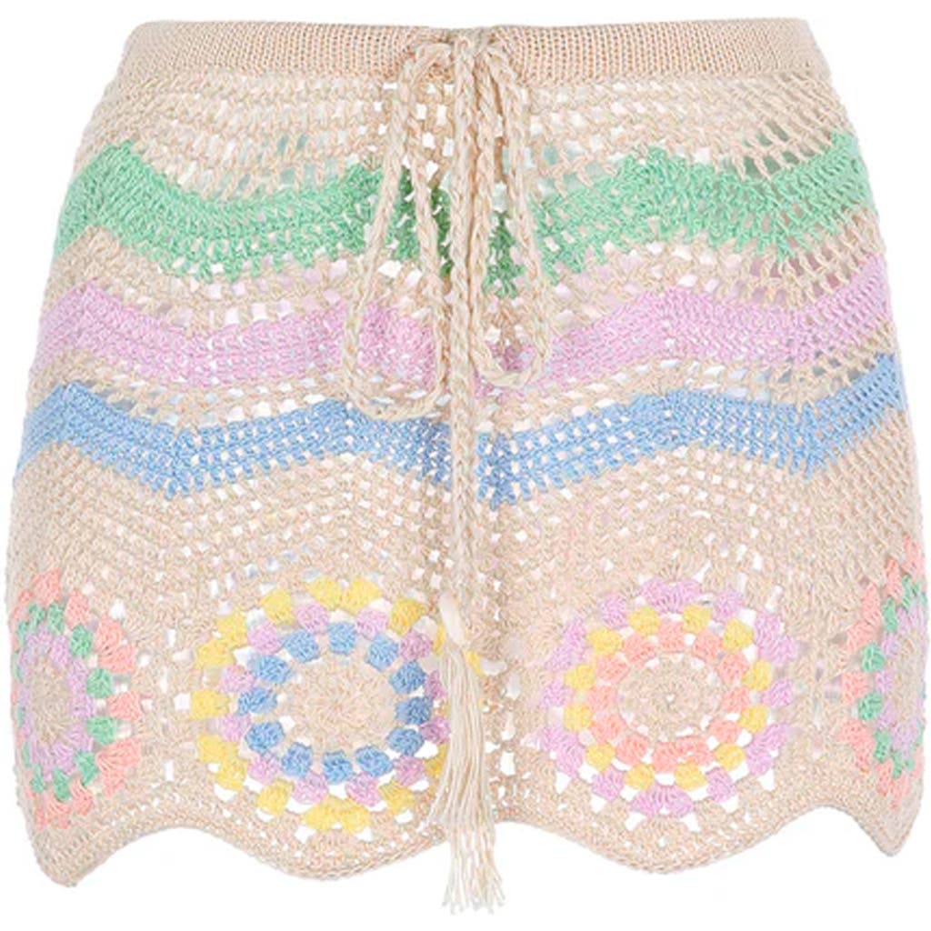 Capittana Vivi Crochet Cover-up Miniskirt In Natural Multi