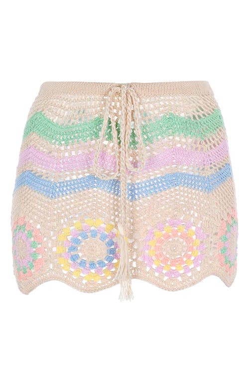 Vivi Crochet Cover-Up Miniskirt in Natural Multi