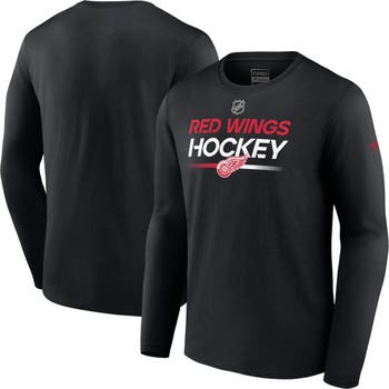 Men's Fanatics Branded Heather Charcoal Detroit Red Wings Stacked Long Sleeve Hoodie T-Shirt