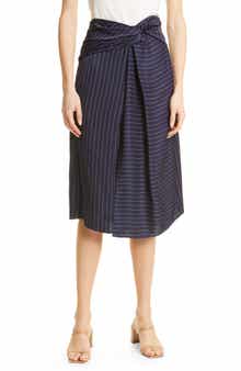 BOSS Vawela Pinstripe Wrap Waist Skirt