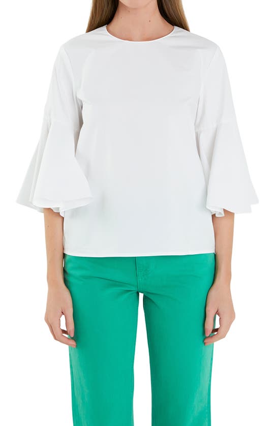 Shop English Factory Bell Sleeve Cotton Top In White