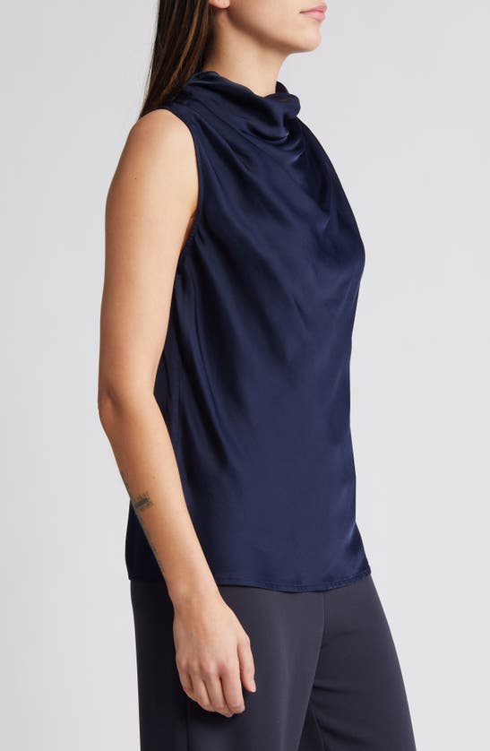 Shop Rue Sophie Mika Cowl Neck Sleeveless Top In Navy