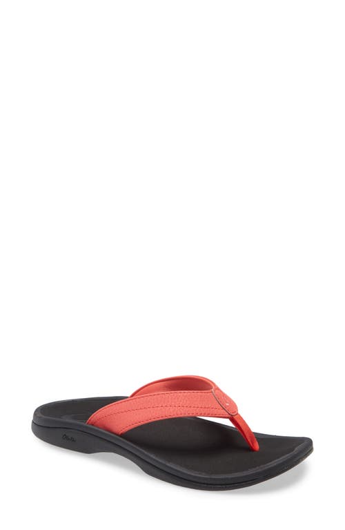 Olukai Ohana Flip Flop In Hot Coral/black