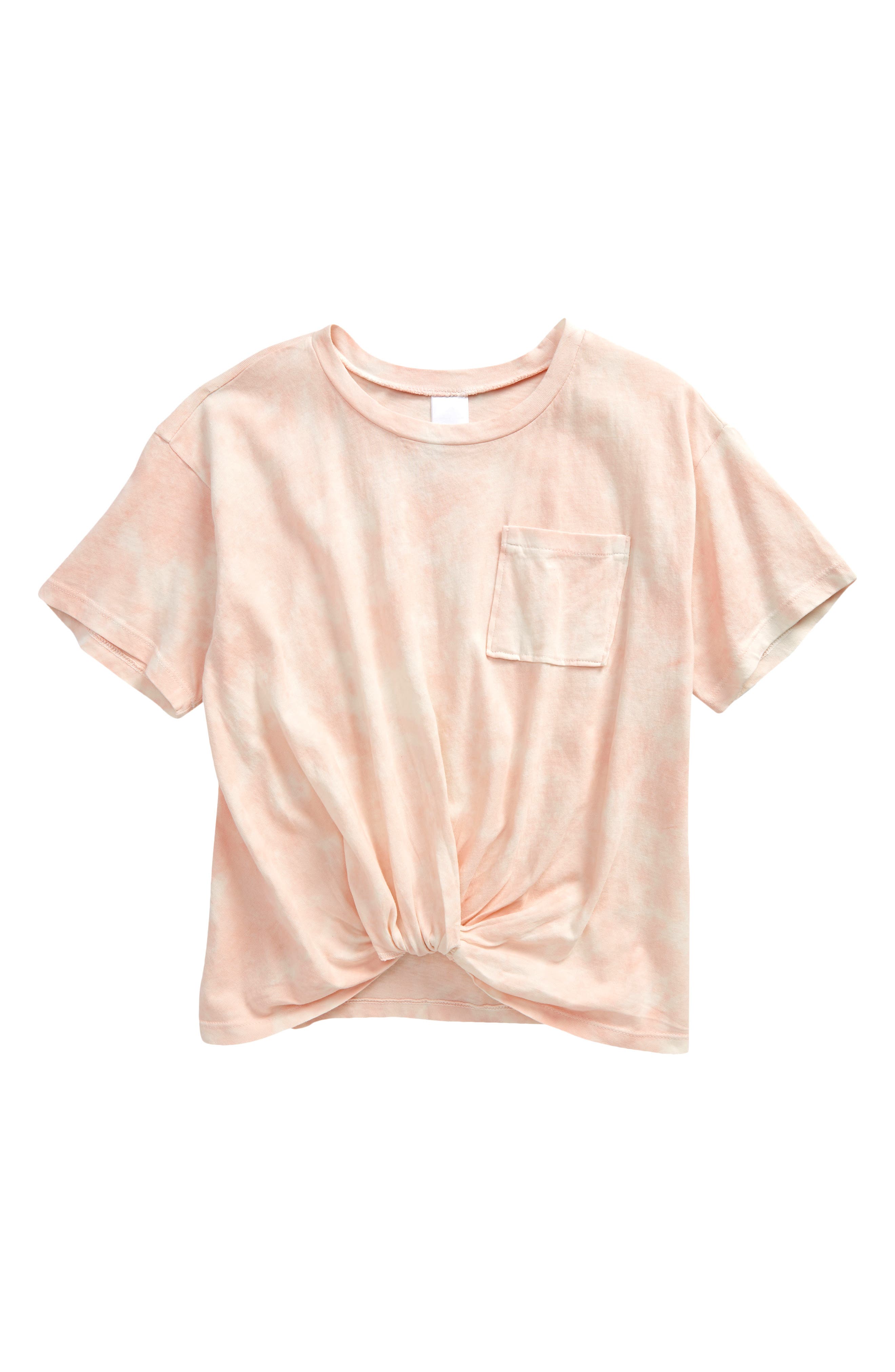 Nordstrom Kids' Knot Front T-shirt In Pink Lotus Tie Dye