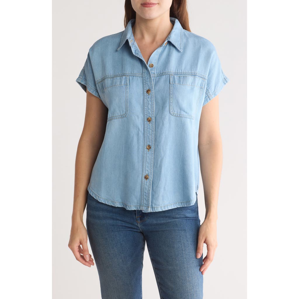 Blu Pepper Short Sleeve Button-down Shirt In Denim