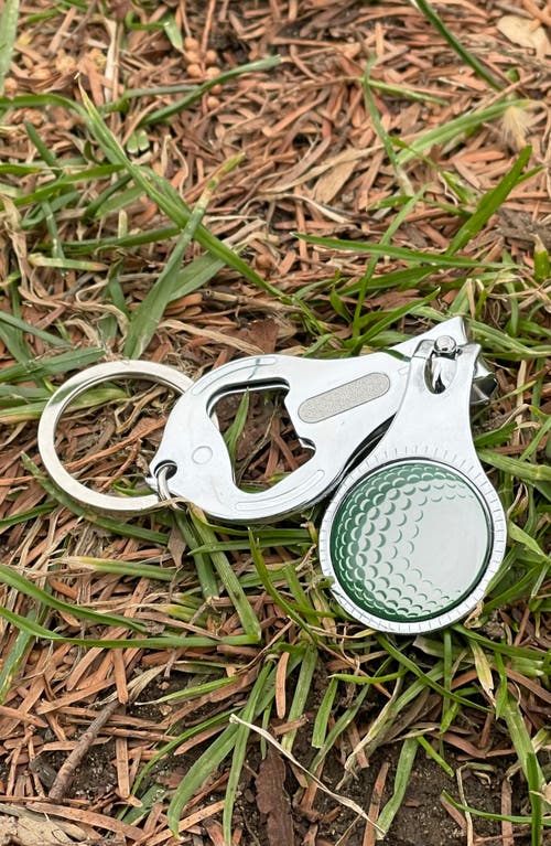 Kikkerland Design 4-in-1 Golf Nail Clipper & Bottle Opener Key Ring In Green Multi