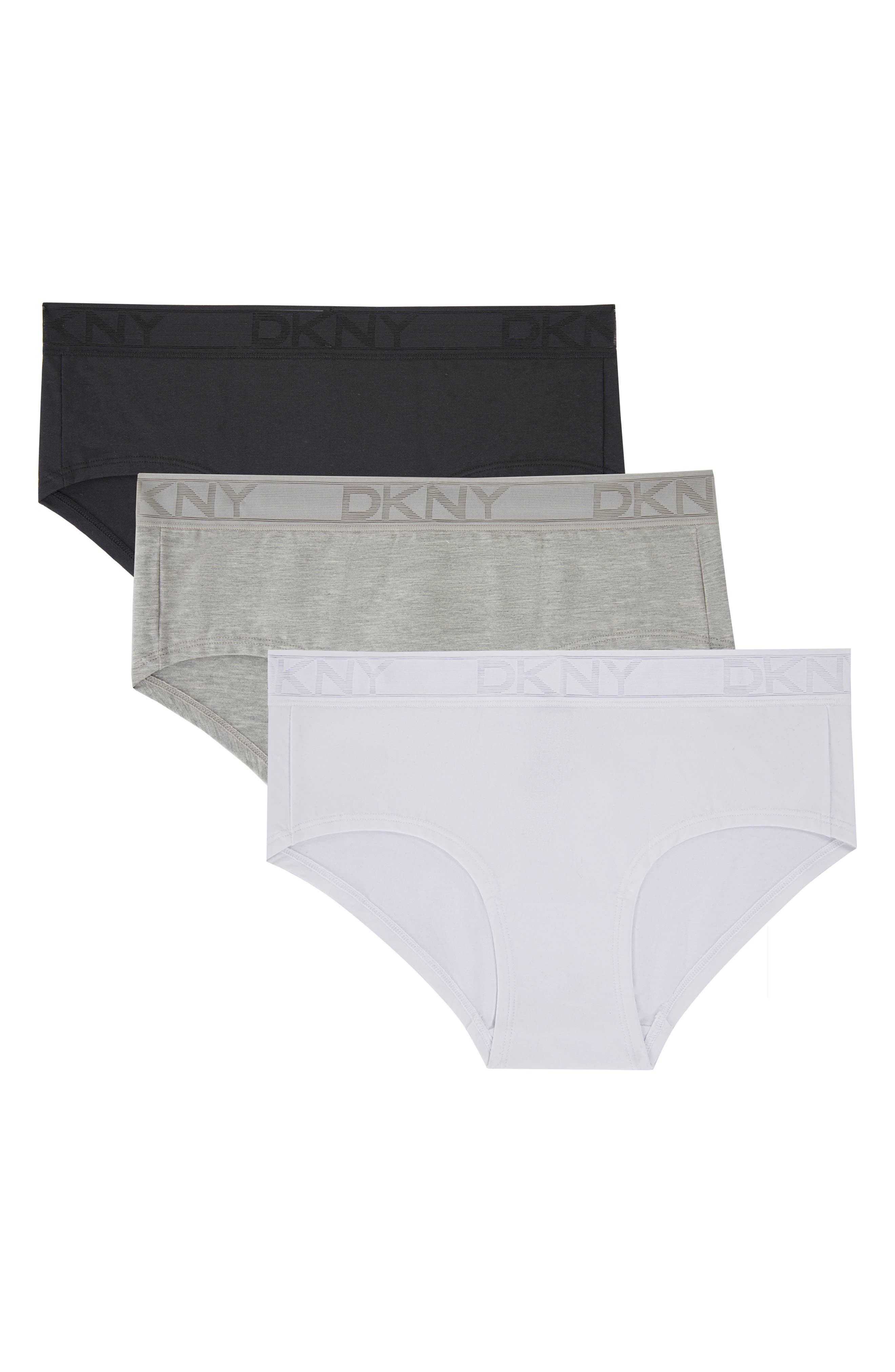 DKNY Table Tops Assorted 3Pack Stretch Cotton Blend Hipster Panties