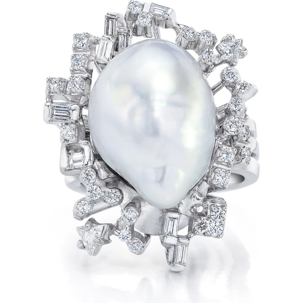 Mindi Mond South Sea Baroque Pearl & Diamond Ring In Metallic