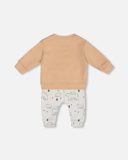 Shop Deux Par Deux Baby Boy's Organic Cotton Top With Printed Bears Pant Set Sand