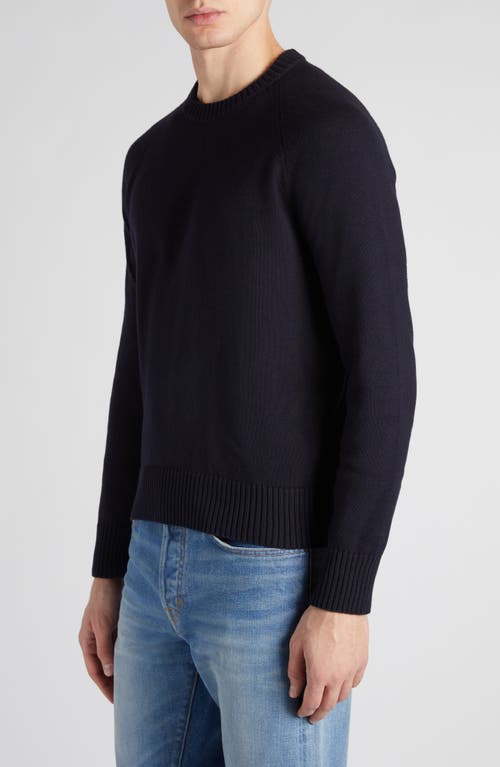 Shop Tom Ford Cotton & Cashmere Crewneck Sweater In Hb745 Midnight Blue