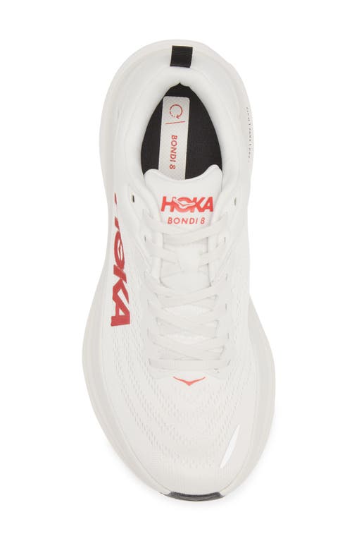 Shop Hoka Bondi 8 Running Shoe In White/vermillion