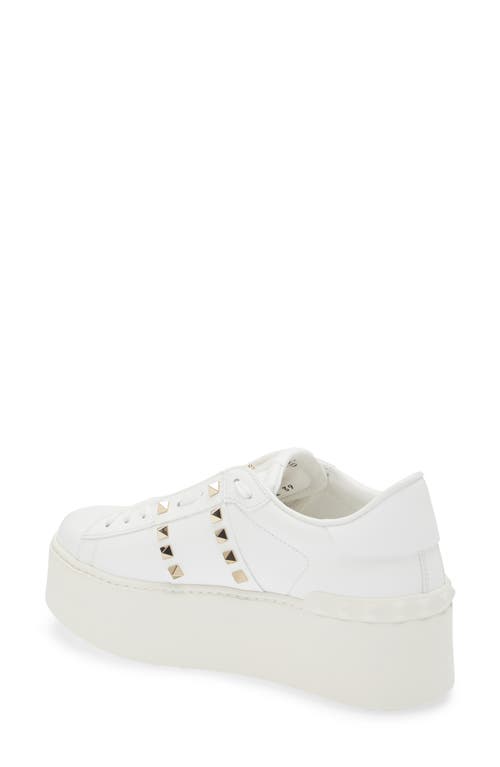 Shop Valentino Garavani Rockstud Untitled Platform Sneaker In 0bo Bianco