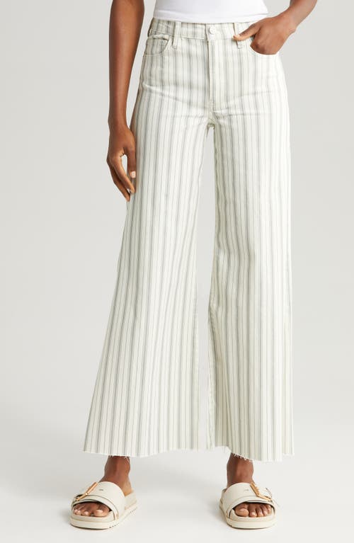 FRAME Le Palazzo High Waist Raw Hem Crop Wide Leg Jeans Sage/Off White at Nordstrom,