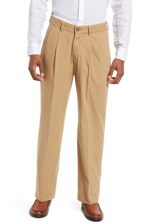 Berle Charleston Khakis Pleated Chino Pants in Tan