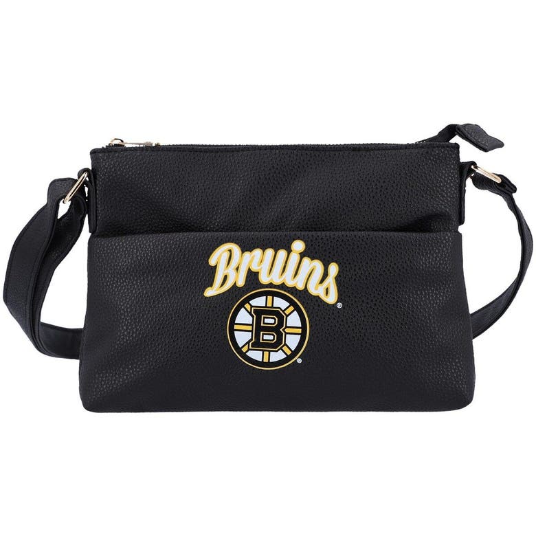Foco Boston Bruins Logo Script Crossbody Handbag In Black