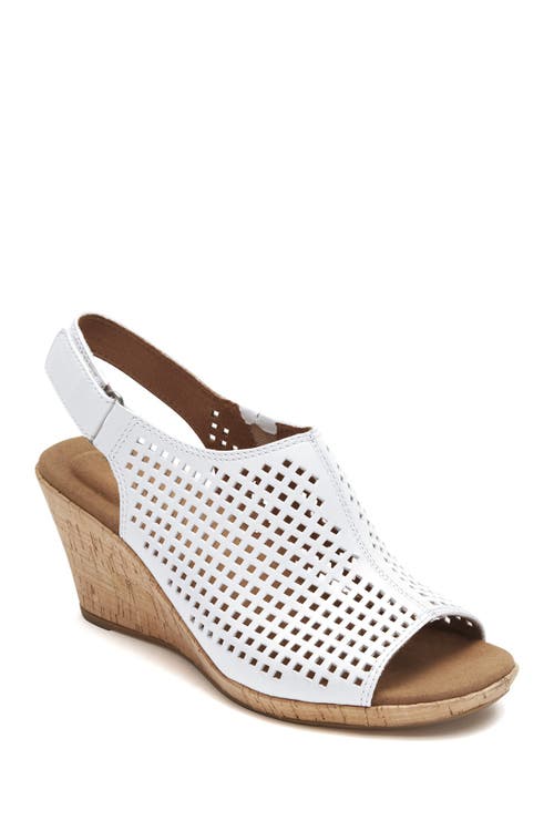 Briah Perforated Wedge Sandal - Wide Width Available in White
