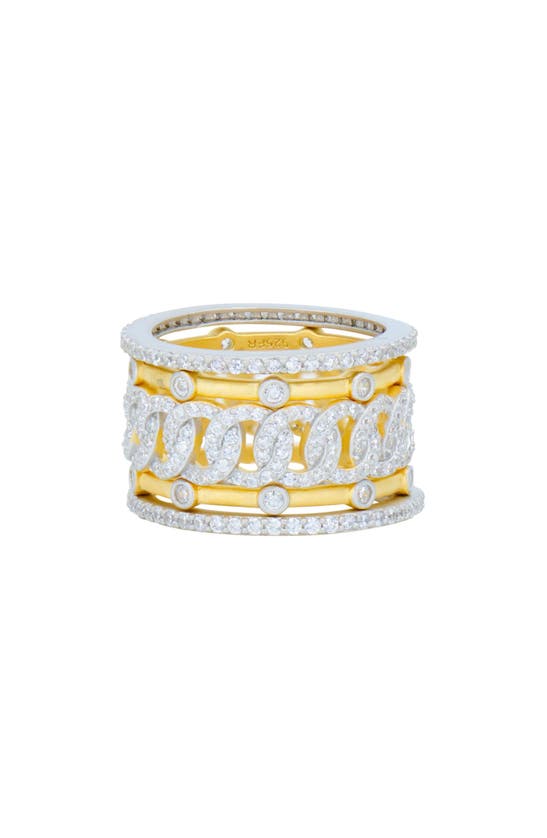 Freida Rothman Chain Of Shine Set Of 5 Stackable Rings In Gold/white