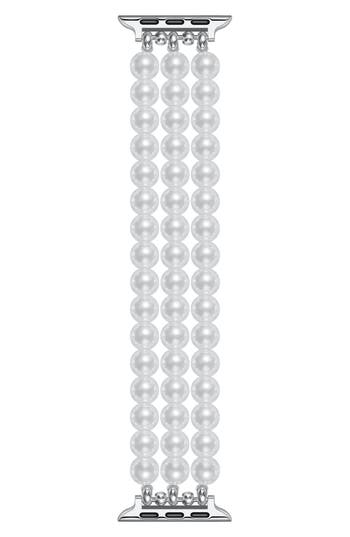 The Posh Tech Liz Imitation Pearl Apple Watch® Bracelet Watchband In White