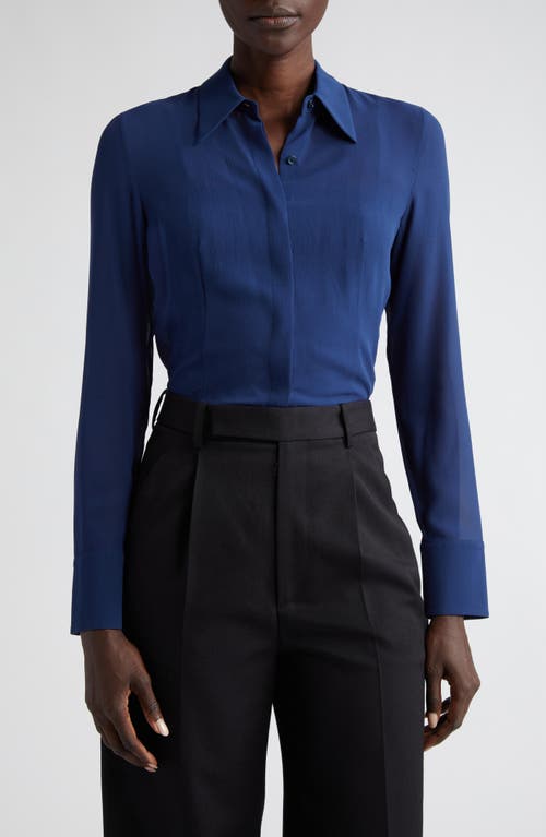 Akris Camisole Silk Georgette Button-Up Shirt 977 Denim at Nordstrom,