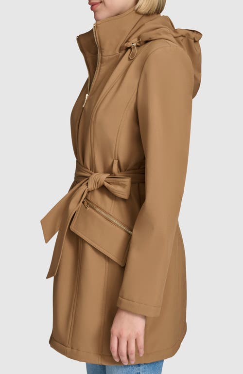 Andrew Marc Quinn Water Resistant Belted Trench Coat In Camel