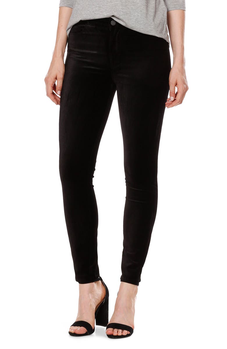 PAIGE Hoxton Velvet Ankle Skinny Jeans (Black Velvet) | Nordstrom