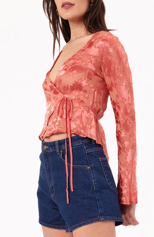 Shop Rolla's Rodeo Sheer Burnout Wrap Top In Peach