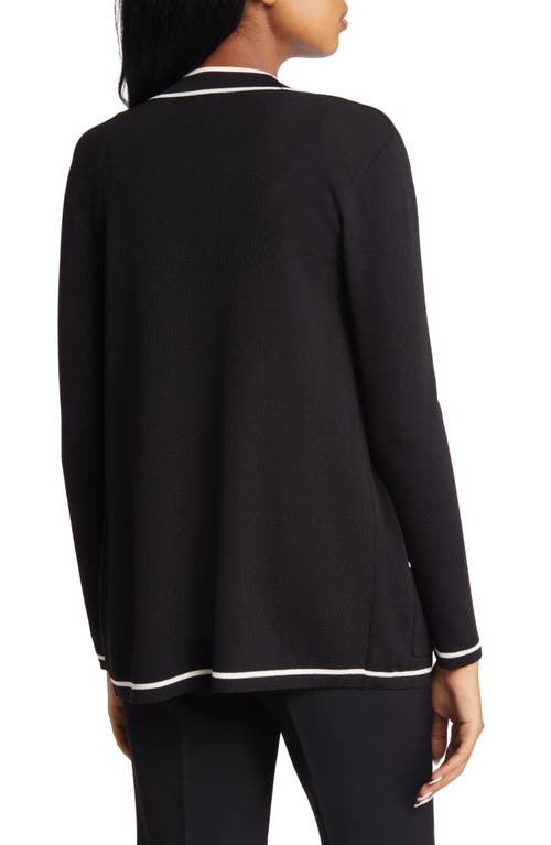 Shop Anne Klein Malibu Tipped Cardigan In Anne Black/anne White