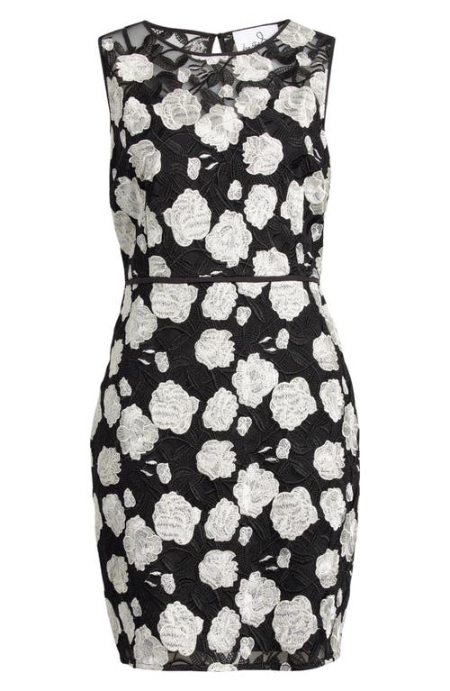 Shop Sam Edelman Floral Embroidered Sleeveless Lace Sheath Dress In Black/white