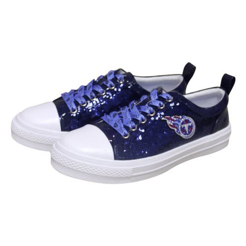 Women's Cuce Navy Tennessee Titans Team Sequin Sneakers