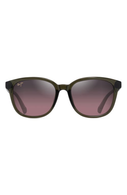 Maui Jim Kuikahi 55mm Gradient PolarizedPlus2 Square Sunglasses in Shiny Trans Green at Nordstrom
