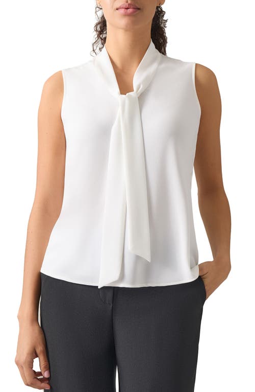 Shop Kasper Tie Front Sleeveless Stretch Top In White