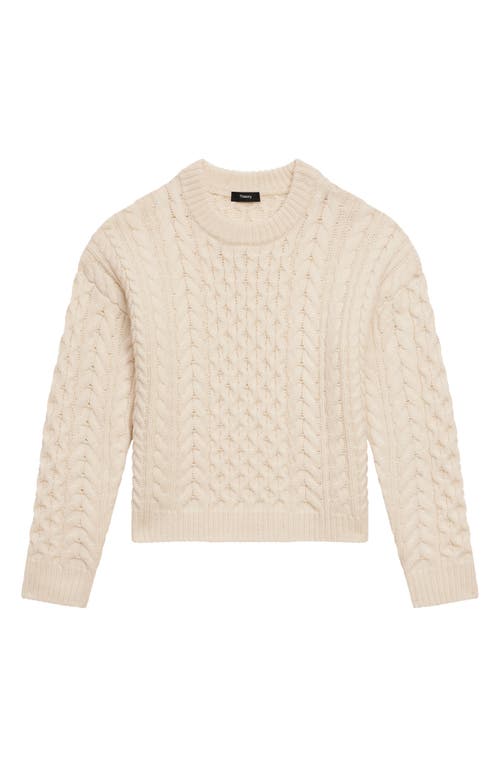 Shop Theory Wool & Cashmere Cable Crewneck Sweater In Ivory - C05