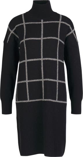 Marsha Check Jacquard Long Sleeve Wool Blend Sweater Dress