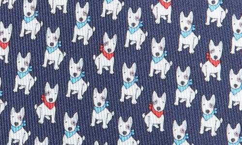 Shop Ferragamo Vasco Dog Silk Twill Tie In Blu Scuro