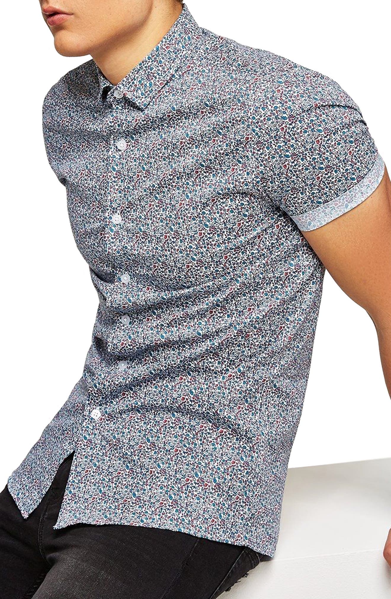 muscle fit floral shirt