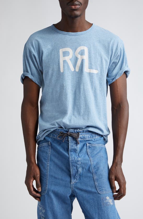 Double Rl Rrl Logo Cotton Jersey Graphic T-shirt In Blue