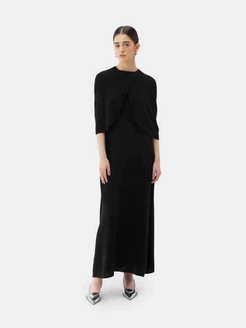 Gobi Mongolian Cashmere Lightweight Silk Cashmere Capelet In Black
