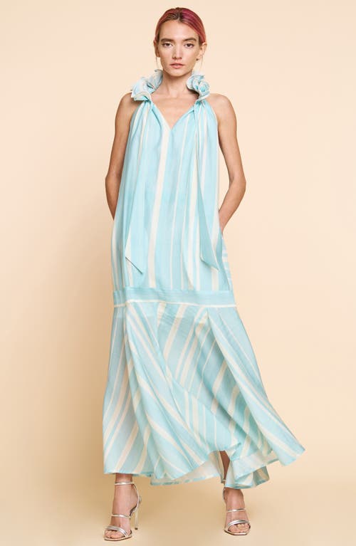 Shop Ciebon Kenny Midi Trapeze Dress In Light Blue Multi