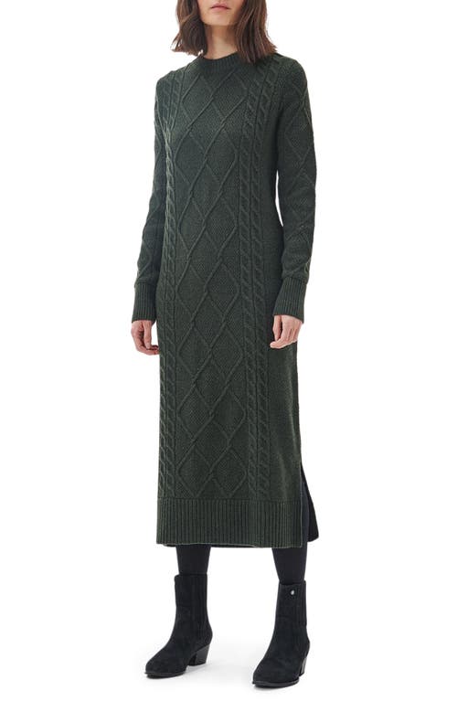 Burne Long Sleeve Wool Blend Sweater Dress in Olive