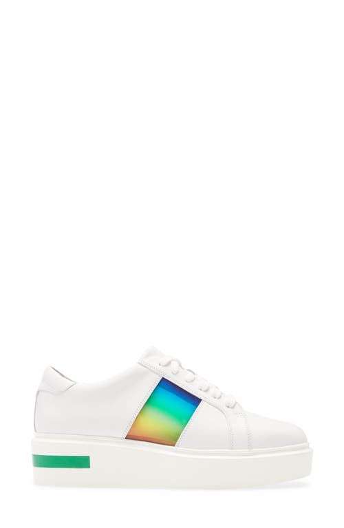 Shop Linea Paolo Karis Platform Sneaker In White/green Leather