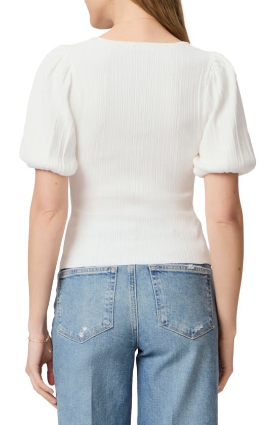 Shop Paige Maie Puff Sleeve Rib Sweater In White