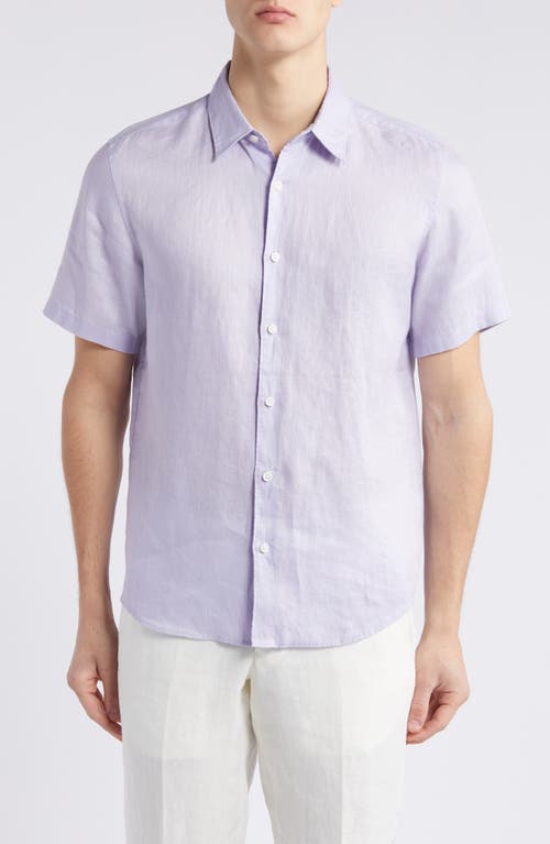 Shop Theory Irving Short Sleeve Button-up Shirt In Soft Iris